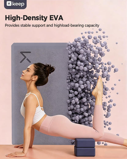 Yoga Block, High-Density EVA Foam 2 Pack Yoga Block with Non-Slip Textured Surface, Supportive, Lightweight - Ideal for Yoga