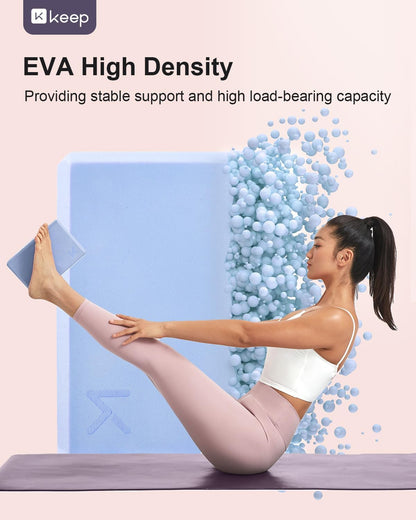 Yoga Block, High-Density EVA Foam 2 Pack Yoga Block with Non-Slip Textured Surface, Supportive, Lightweight - Ideal for Yoga