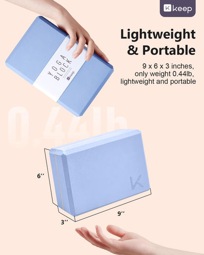 Yoga Block, High-Density EVA Foam 2 Pack Yoga Block with Non-Slip Textured Surface, Supportive, Lightweight - Ideal for Yoga