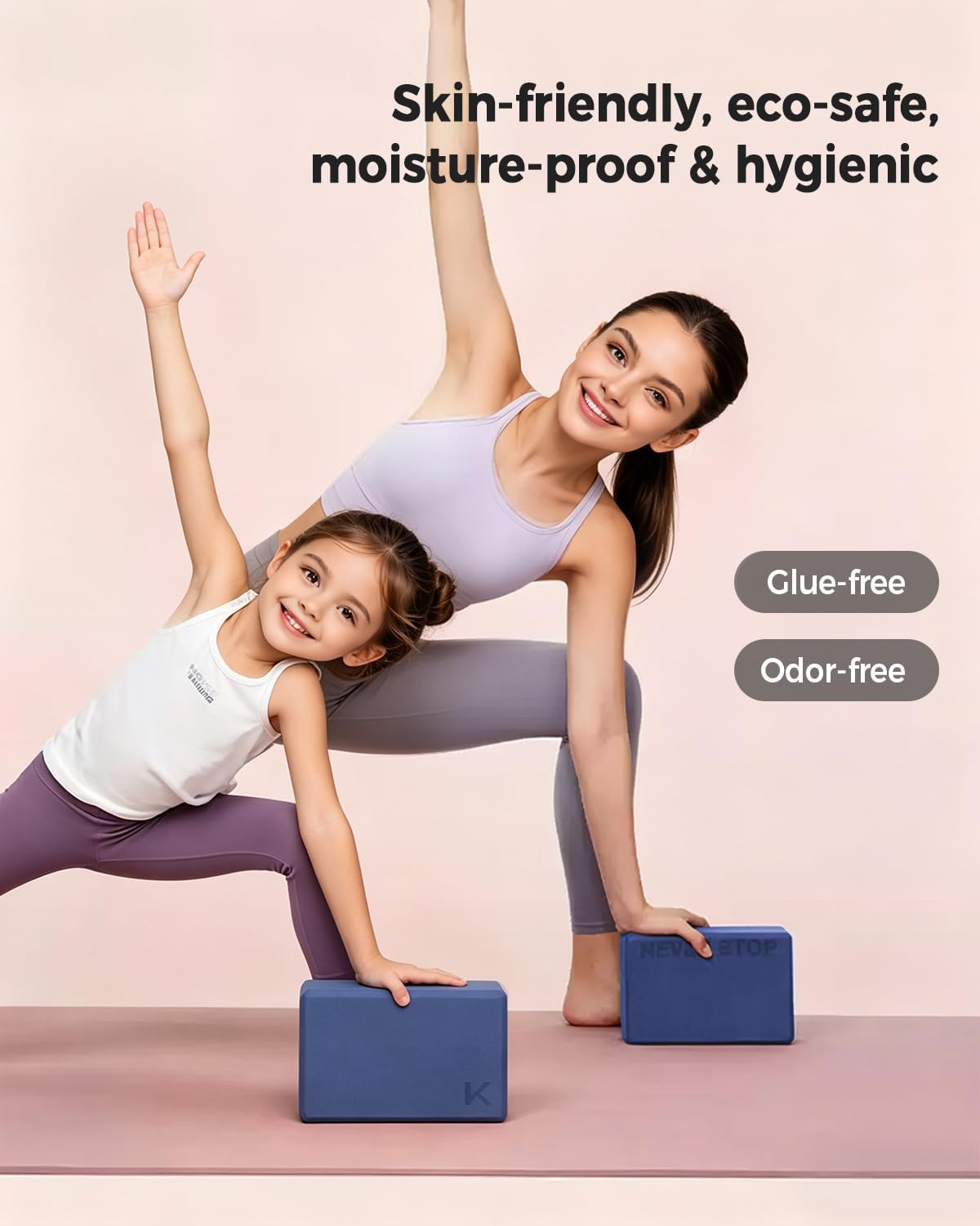 Yoga Block, High-Density EVA Foam 2 Pack Yoga Block with Non-Slip Textured Surface, Supportive, Lightweight - Ideal for Yoga