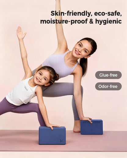 Yoga Block, High-Density EVA Foam 2 Pack Yoga Block with Non-Slip Textured Surface, Supportive, Lightweight - Ideal for Yoga