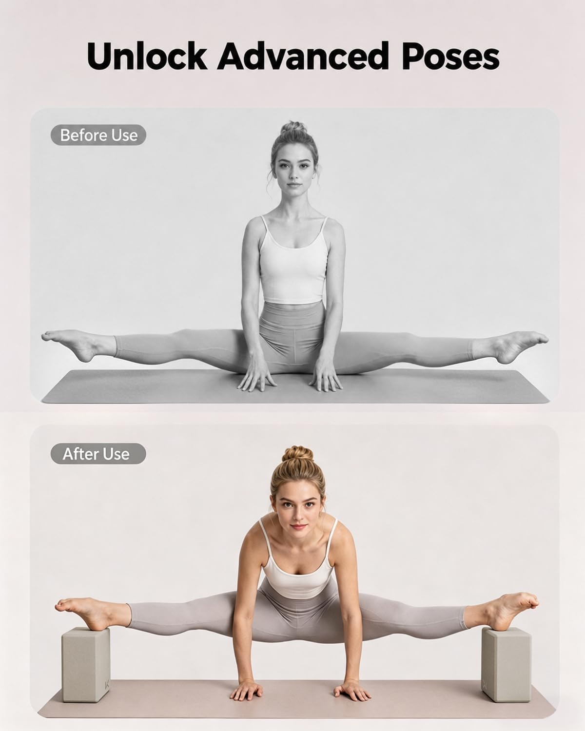 Yoga Block, High-Density EVA Foam 2 Pack Yoga Block with Non-Slip Textured Surface, Supportive, Lightweight - Ideal for Yoga