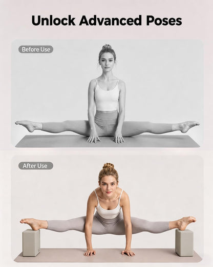 Yoga Block, High-Density EVA Foam 2 Pack Yoga Block with Non-Slip Textured Surface, Supportive, Lightweight - Ideal for Yoga
