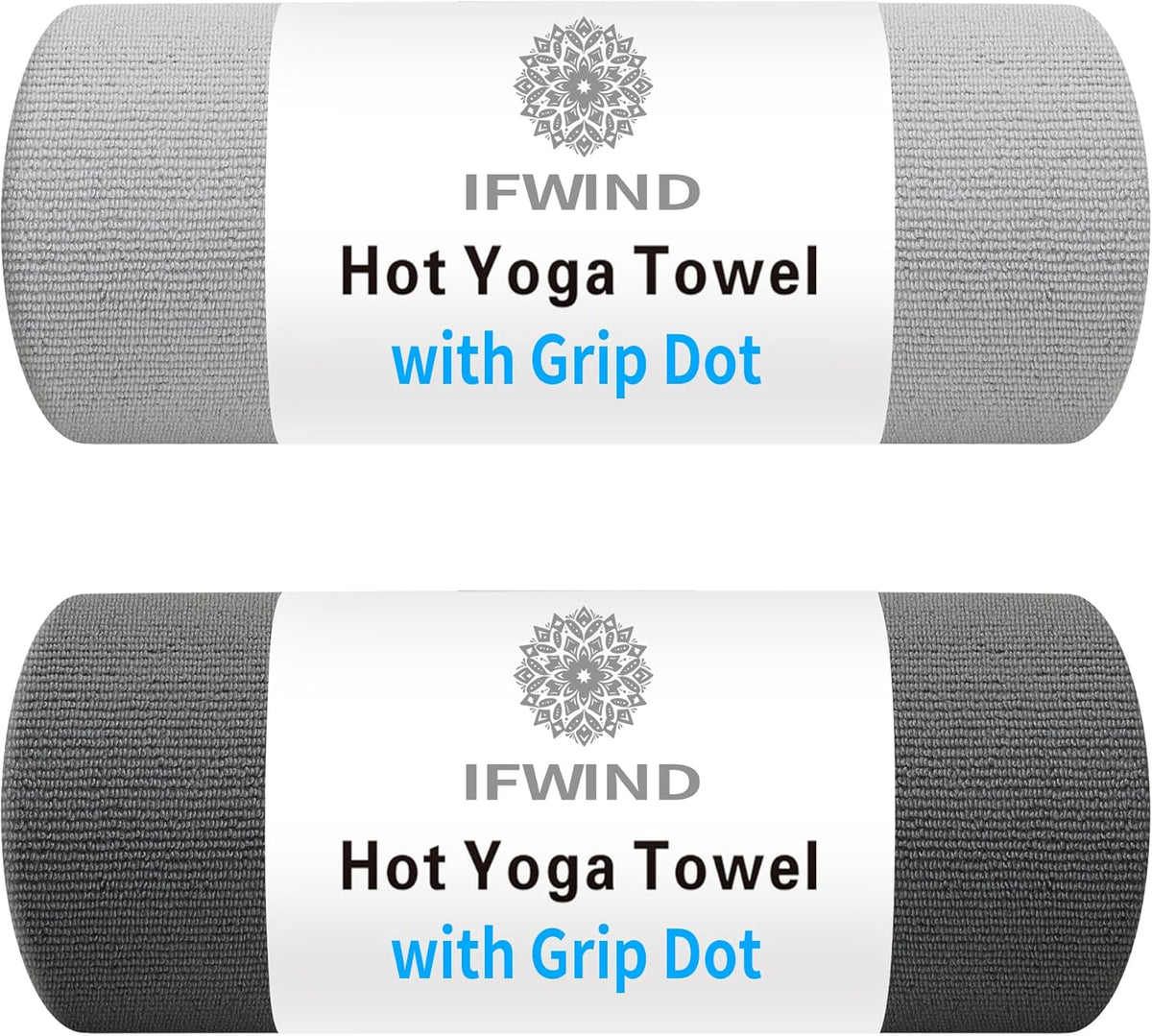 2 Pack Yoga Mat Towels with Grip Dot,Anti-Slip Hot Yoga Towel,Absorbent Microfiber Sweat Mat Cover Towel,Bikram Pilates Fitness
