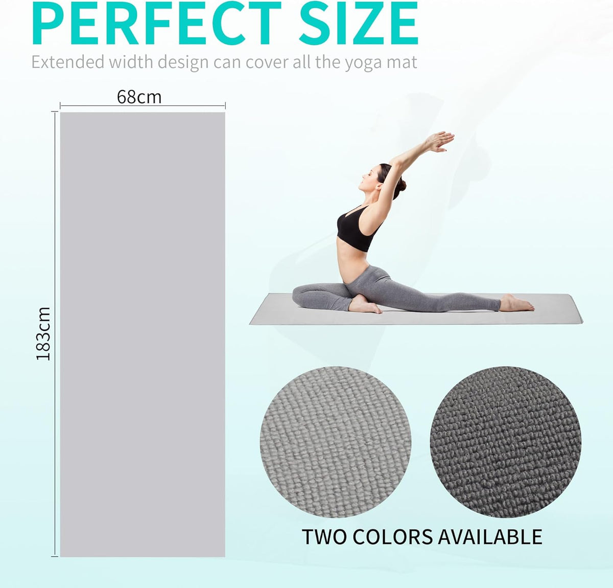 2 Pack Yoga Mat Towels with Grip Dot,Anti-Slip Hot Yoga Towel,Absorbent Microfiber Sweat Mat Cover Towel,Bikram Pilates Fitness