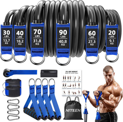 Heavy Resistance Bands for Working Out, Resistance Bands with Handles Weight Exercise Bands for Men Women, Workout Bands with Door Anchor and Ankle Straps Strength Training Equipment
