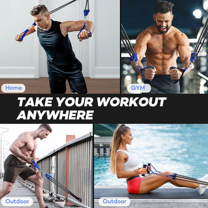 Heavy Resistance Bands for Working Out, Resistance Bands with Handles Weight Exercise Bands for Men Women, Workout Bands with Door Anchor and Ankle Straps Strength Training Equipment