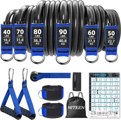 Heavy Resistance Bands for Working Out, Resistance Bands with Handles Weight Exercise Bands for Men Women, Workout Bands with Door Anchor and Ankle Straps Strength Training Equipment
