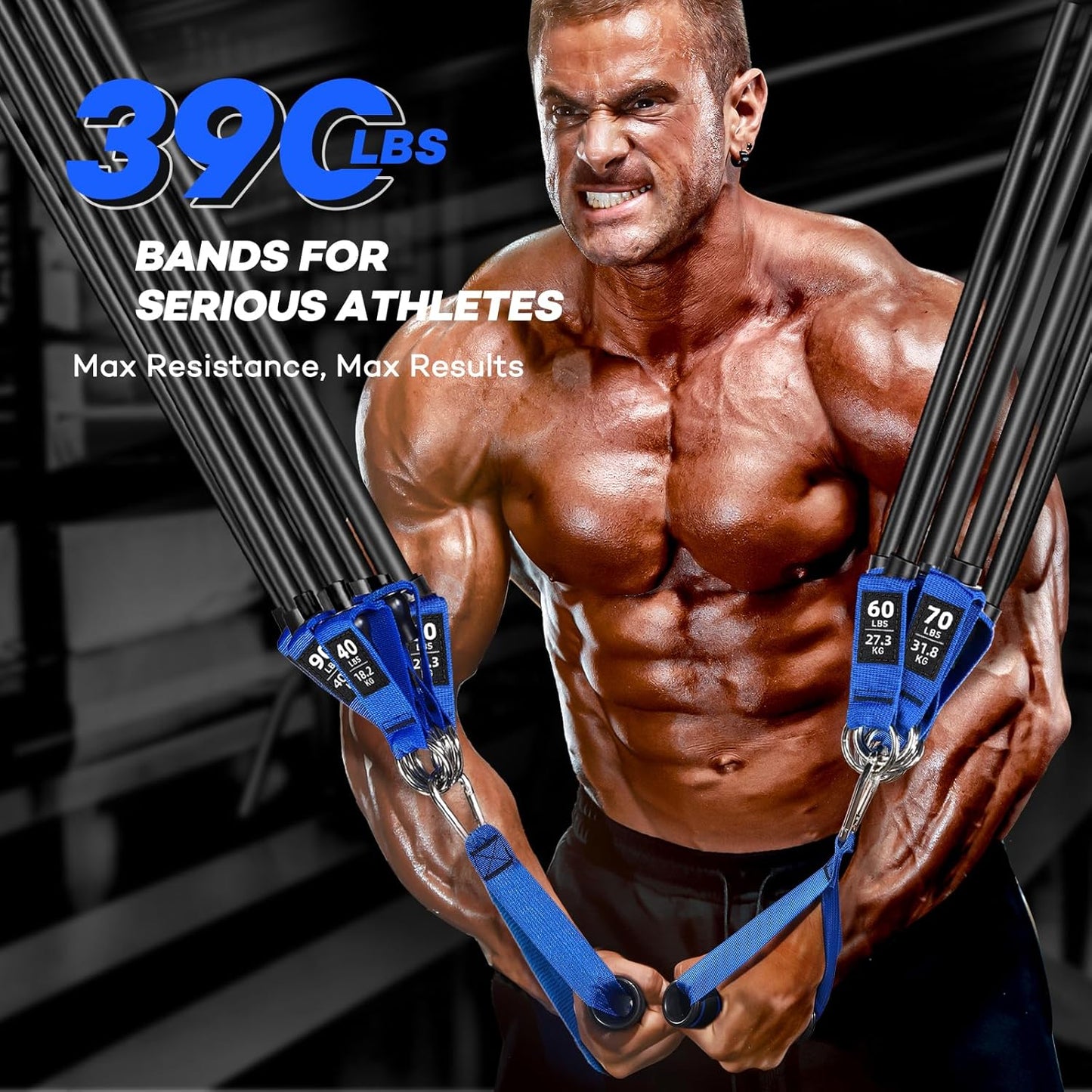 Heavy Resistance Bands for Working Out, Resistance Bands with Handles Weight Exercise Bands for Men Women, Workout Bands with Door Anchor and Ankle Straps Strength Training Equipment