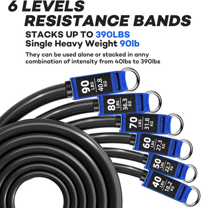 Heavy Resistance Bands for Working Out, Resistance Bands with Handles Weight Exercise Bands for Men Women, Workout Bands with Door Anchor and Ankle Straps Strength Training Equipment
