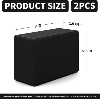 Yoga Blocks 2 Pcs, 9"x6"x3" Yoga Brick Foam Blocks EVA Foam Block Yoga Props Accessories for Yoga Pilates Stretching and Meditation