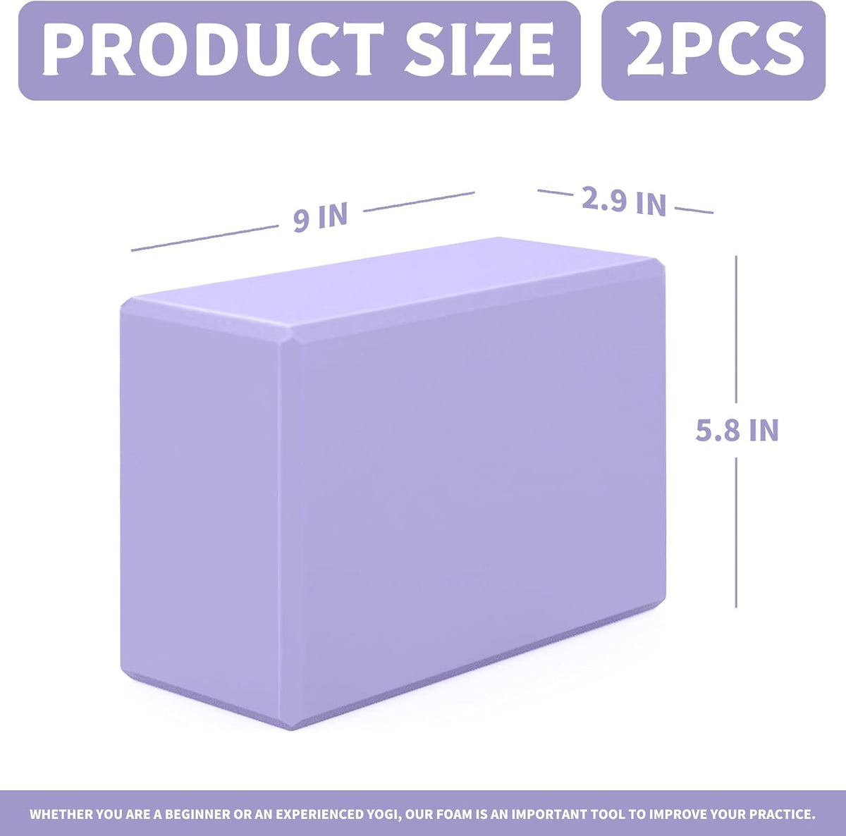 Yoga Blocks 2 Pcs, 9"x6"x3" Yoga Brick Foam Blocks EVA Foam Block Yoga Props Accessories for Yoga Pilates Stretching and Meditation
