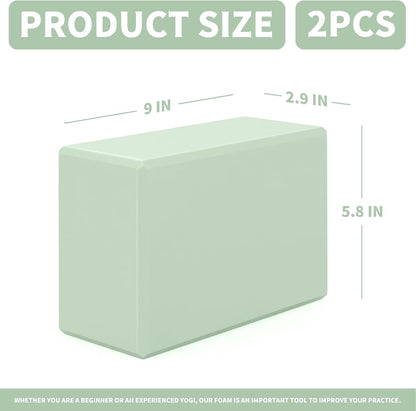 Yoga Blocks 2 Pcs, 9"x6"x3" Yoga Brick Foam Blocks EVA Foam Block Yoga Props Accessories for Yoga Pilates Stretching and Meditation