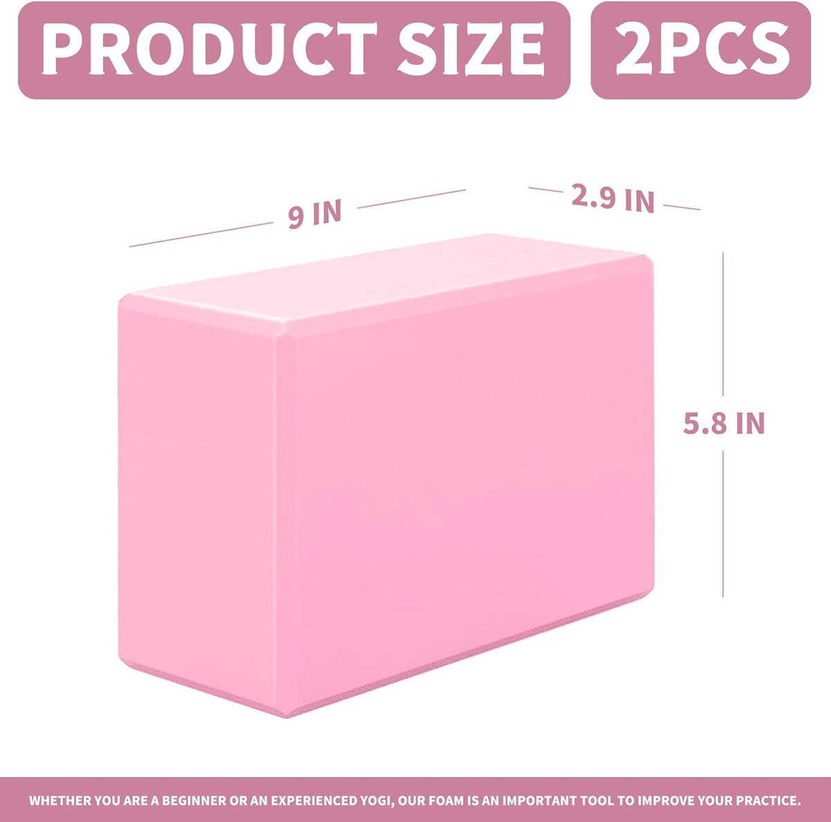 Yoga Blocks 2 Pcs, 9"x6"x3" Yoga Brick Foam Blocks EVA Foam Block Yoga Props Accessories for Yoga Pilates Stretching and Meditation