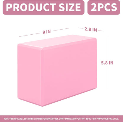 Yoga Blocks 2 Pcs, 9"x6"x3" Yoga Brick Foam Blocks EVA Foam Block Yoga Props Accessories for Yoga Pilates Stretching and Meditation