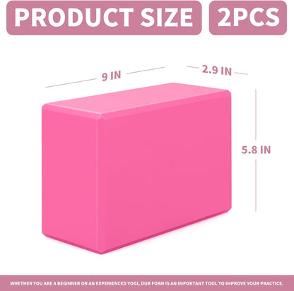 Yoga Blocks 2 Pcs, 9"x6"x3" Yoga Brick Foam Blocks EVA Foam Block Yoga Props Accessories for Yoga Pilates Stretching and Meditation