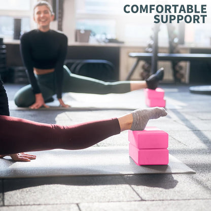 Yoga Blocks 2 Pcs, 9"x6"x3" Yoga Brick Foam Blocks EVA Foam Block Yoga Props Accessories for Yoga Pilates Stretching and Meditation