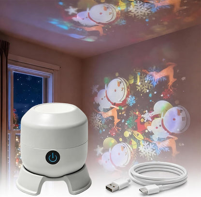 Dynamic Rotating LED Projector Light, 360° Ocean Wave Galaxy Night Light, Multi-Angle Base, USB Rechargeable, Adjustable Brightness, Bedroom/Meditation/Home Theater Light (Ocean, Rechargeable)