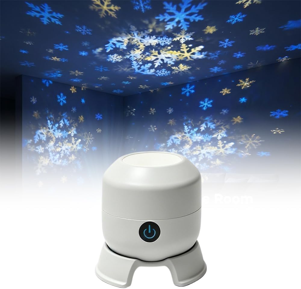 Dynamic Rotating LED Projector Light, 360° Ocean Wave Galaxy Night Light, Multi-Angle Base, USB Rechargeable, Adjustable Brightness, Bedroom/Meditation/Home Theater Light (Ocean, Rechargeable)