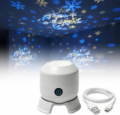Dynamic Rotating LED Projector Light, 360° Ocean Wave Galaxy Night Light, Multi-Angle Base, USB Rechargeable, Adjustable Brightness, Bedroom/Meditation/Home Theater Light (Ocean, Rechargeable)