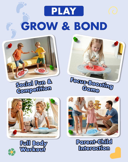 2-in-1 Kids Maze Balance Board, 3 Swappable Labyrinths & 3 Challenge Balls, Non-Slip Rubber Base Wobble Board for Core Training, Skate Prep & ADHD Focus, Ages 3-12