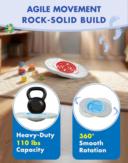 2-in-1 Kids Maze Balance Board, 3 Swappable Labyrinths & 3 Challenge Balls, Non-Slip Rubber Base Wobble Board for Core Training, Skate Prep & ADHD Focus, Ages 3-12