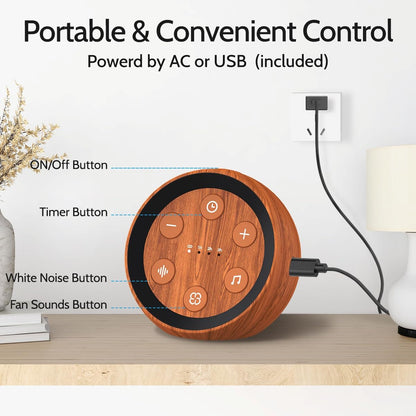 Portable Sound Machine White Noise Machine for Baby Kids Adults Sleeping with 32 Soothing Sounds 32 Volume Levels Brown Noise Machine with 4 Timer Memory Funtion for Travel Office Privacy