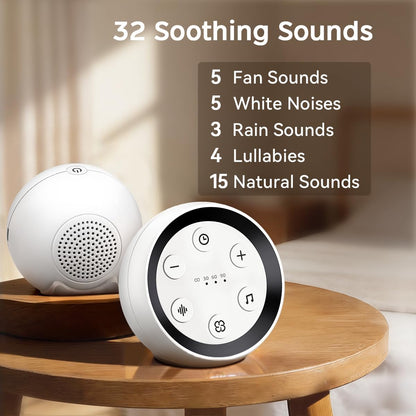 Portable Sound Machine White Noise Machine for Baby Kids Adults Sleeping with 32 Soothing Sounds 32 Volume Levels Brown Noise Machine with 4 Timer Memory Funtion for Travel Office Privacy