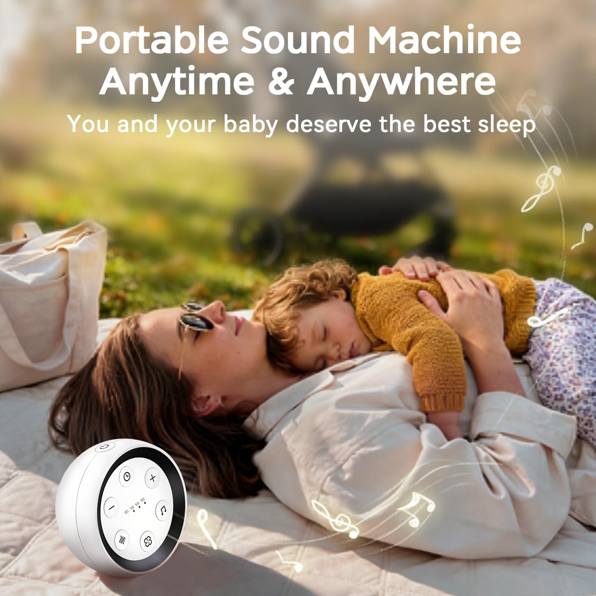 Portable Sound Machine White Noise Machine for Baby Kids Adults Sleeping with 32 Soothing Sounds 32 Volume Levels Brown Noise Machine with 4 Timer Memory Funtion for Travel Office Privacy