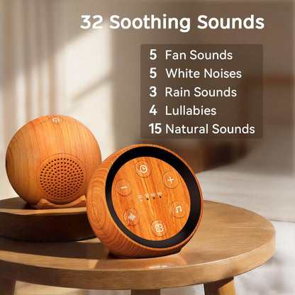 Portable Sound Machine White Noise Machine for Baby Kids Adults Sleeping with 32 Soothing Sounds 32 Volume Levels Brown Noise Machine with 4 Timer Memory Funtion for Travel Office Privacy