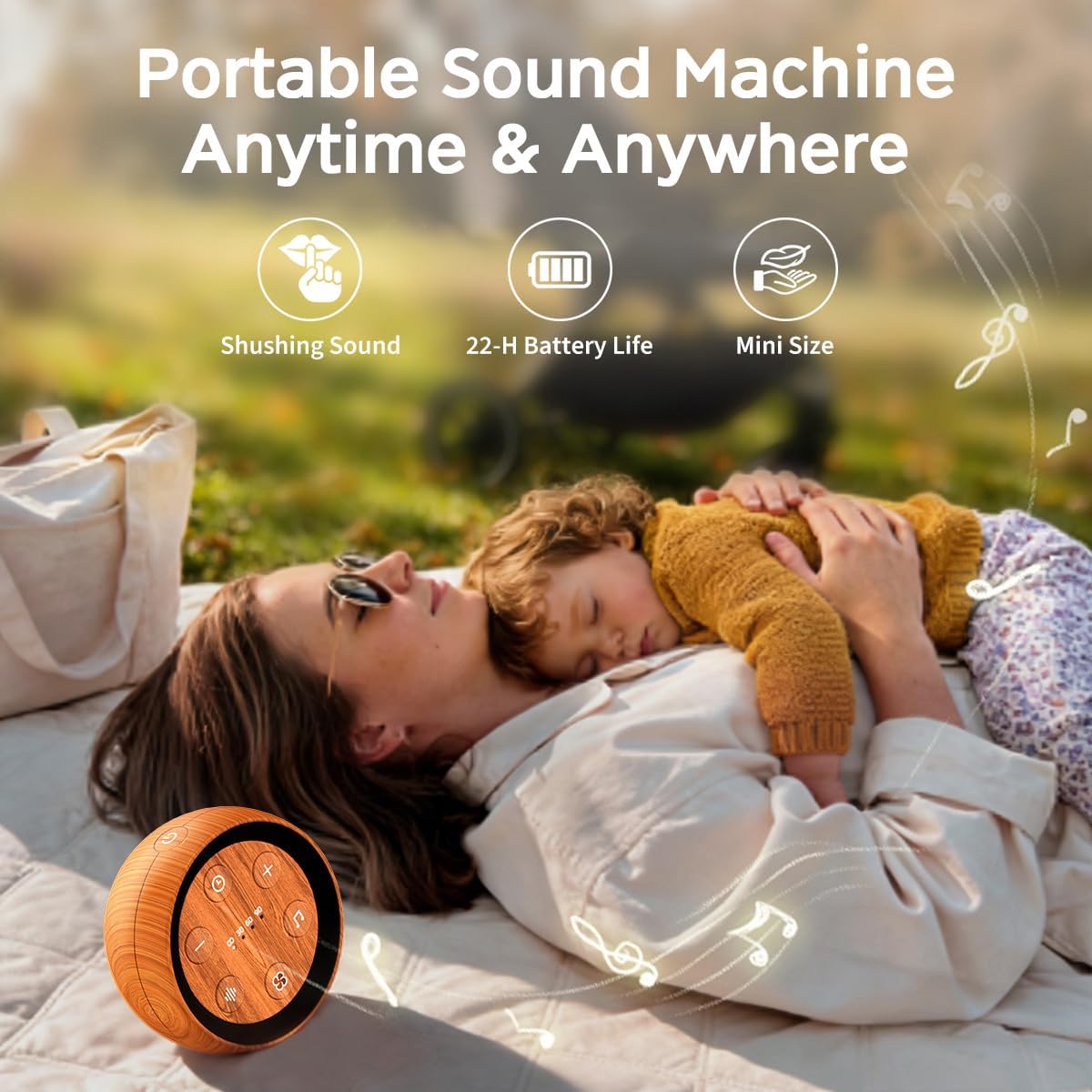 Portable Sound Machine White Noise Machine for Baby Kids Adults Sleeping with 32 Soothing Sounds 32 Volume Levels Brown Noise Machine with 4 Timer Memory Funtion for Travel Office Privacy