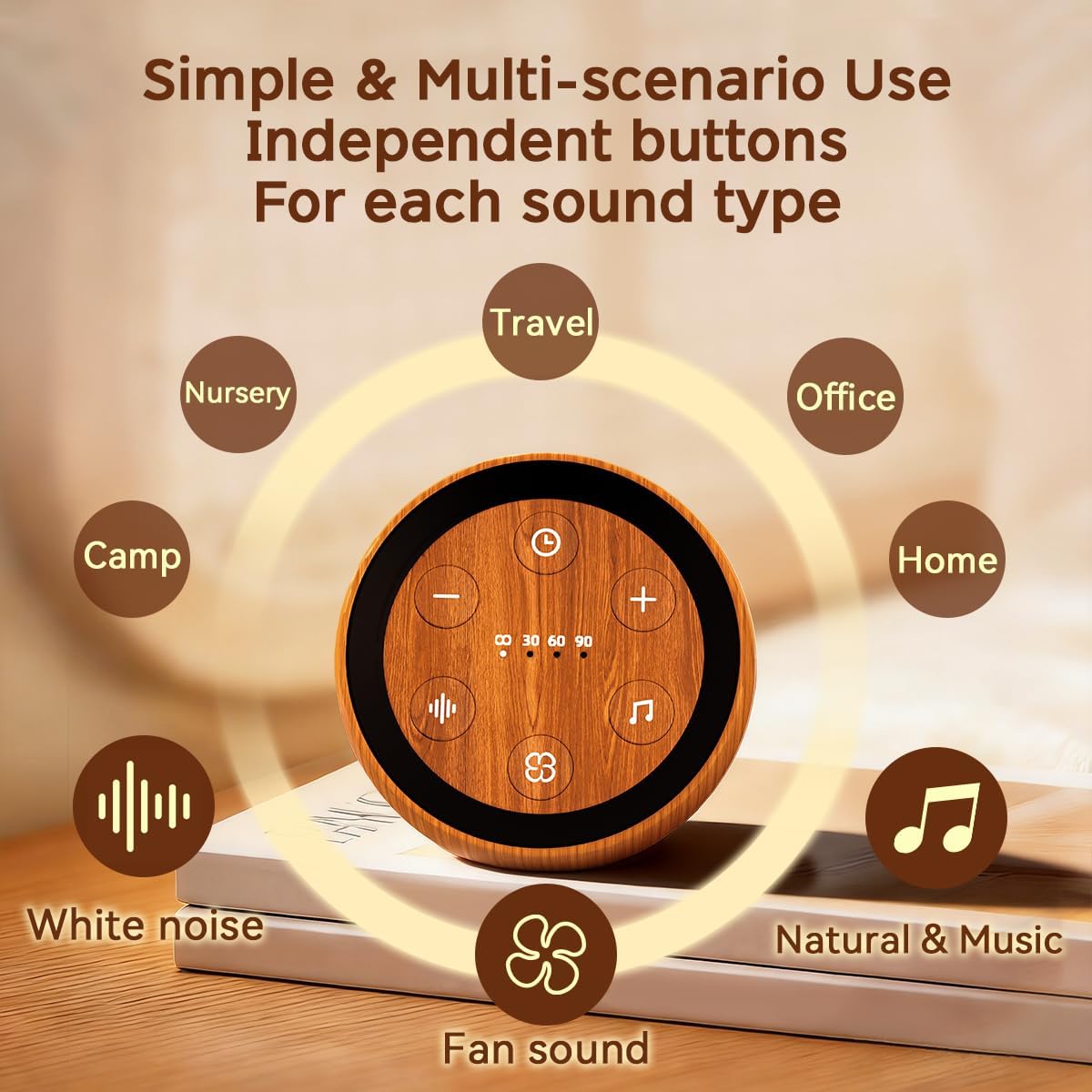 Portable Sound Machine White Noise Machine for Baby Kids Adults Sleeping with 32 Soothing Sounds 32 Volume Levels Brown Noise Machine with 4 Timer Memory Funtion for Travel Office Privacy