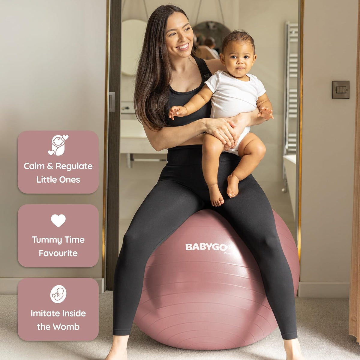Birthing Ball - Pregnancy Yoga Labor & Exercise Ball & Book Set Trimester Targeting, Maternity Physio, Birth & Recovery Plan Included Anti Burst Eco Friendly (Rosewood, 65cm)