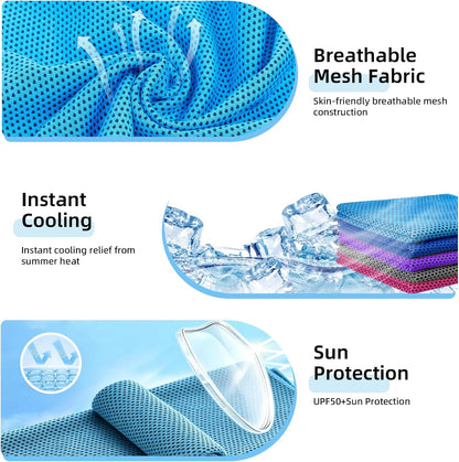 5 Pack Cooling Towel 31"x11", Microfiber Gym Towels for Men and Women，Soft Breathable Chilly Towe for Yoga, Running, Workout,Gym, Camping, Fitness, Workout