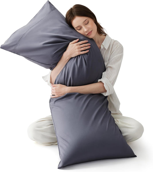 White Pillow Cases Queen Set of 2, 100% Rayon Derived from Bamboo