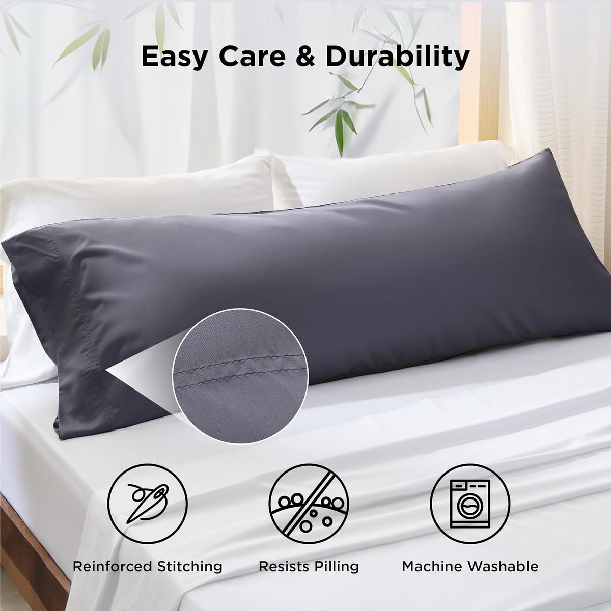 White Pillow Cases Queen Set of 2, 100% Rayon Derived from Bamboo