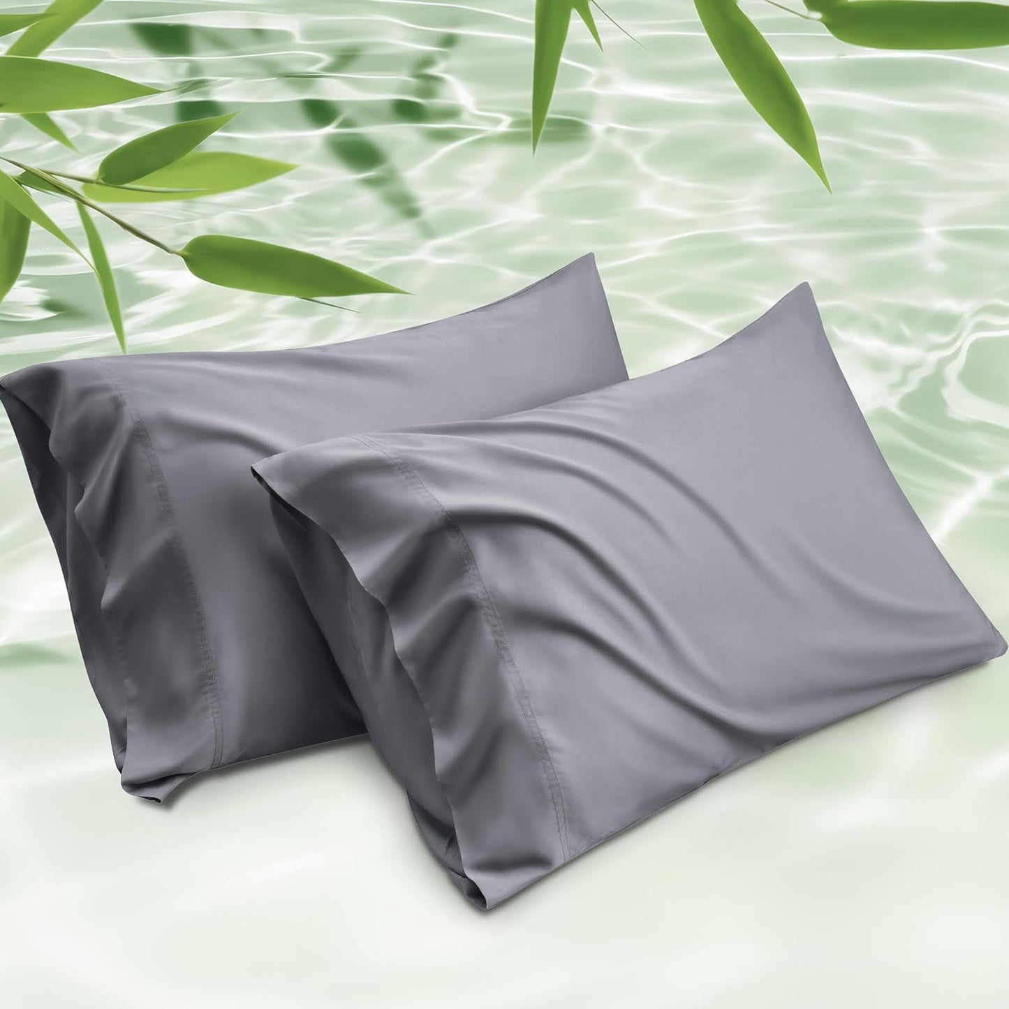 White Pillow Cases Queen Set of 2, 100% Rayon Derived from Bamboo