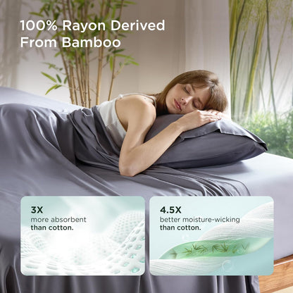 White Pillow Cases Queen Set of 2, 100% Rayon Derived from Bamboo
