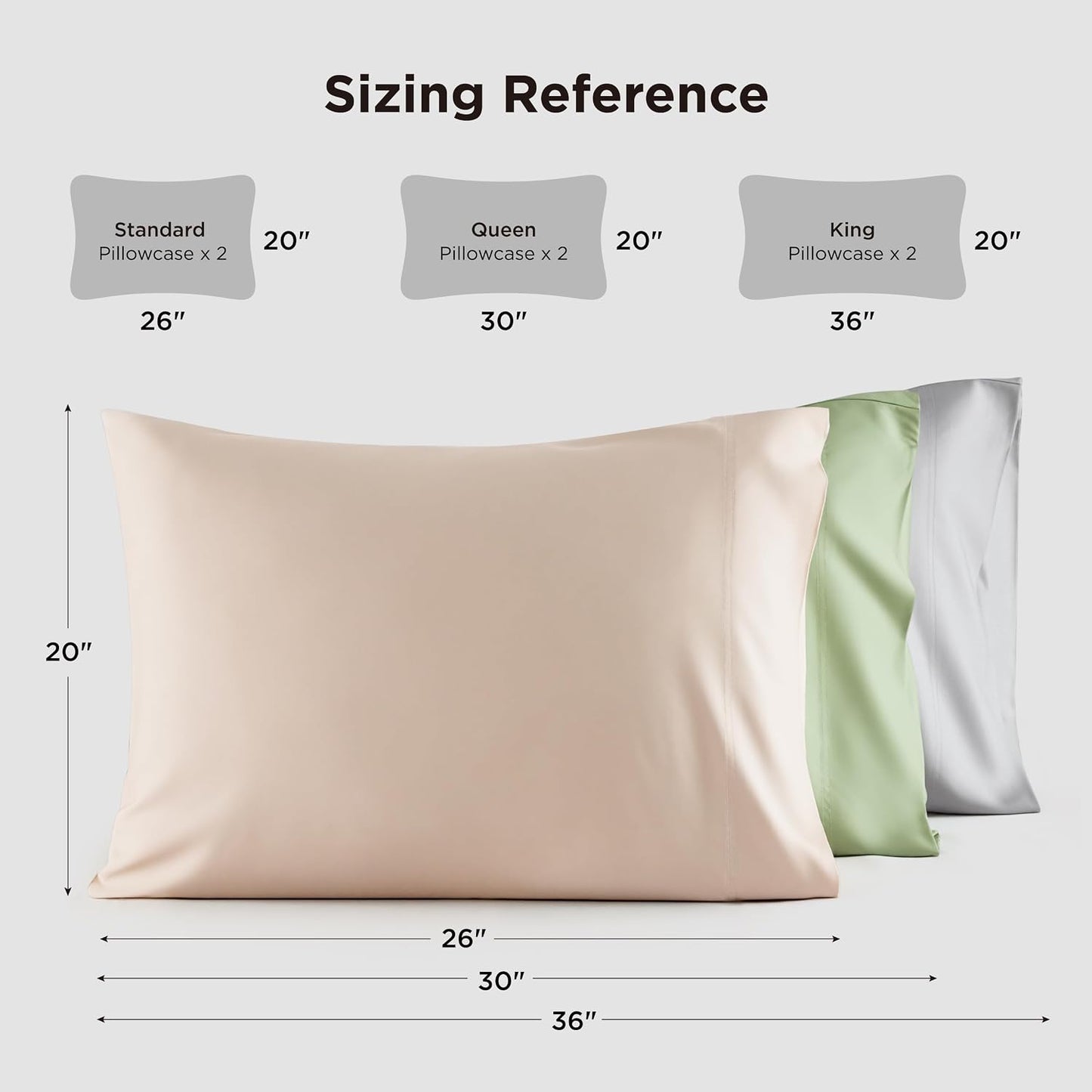 White Pillow Cases Queen Set of 2, 100% Rayon Derived from Bamboo