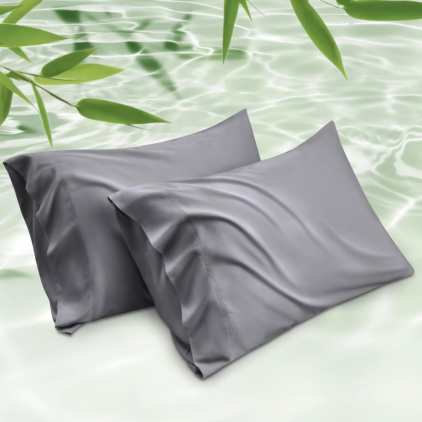 White Pillow Cases Queen Set of 2, 100% Rayon Derived from Bamboo