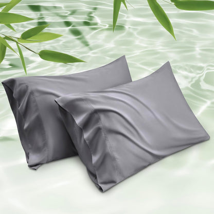 White Pillow Cases Queen Set of 2, 100% Rayon Derived from Bamboo