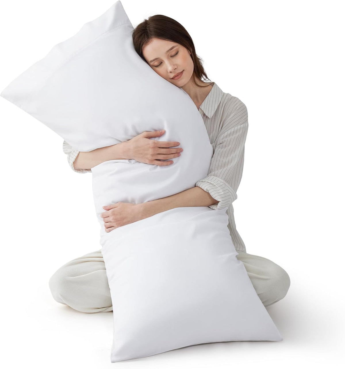 White Pillow Cases Queen Set of 2, 100% Rayon Derived from Bamboo