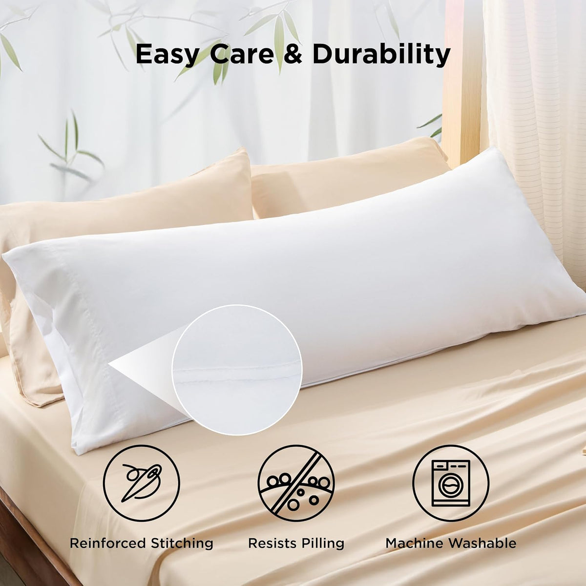White Pillow Cases Queen Set of 2, 100% Rayon Derived from Bamboo