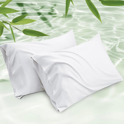 White Pillow Cases Queen Set of 2, 100% Rayon Derived from Bamboo