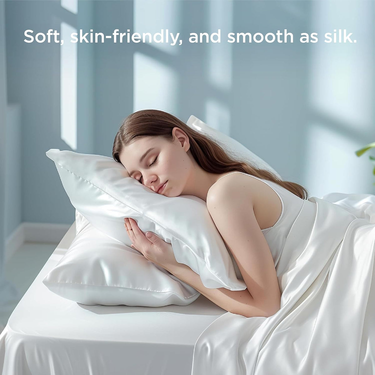 White Pillow Cases Queen Set of 2, 100% Rayon Derived from Bamboo