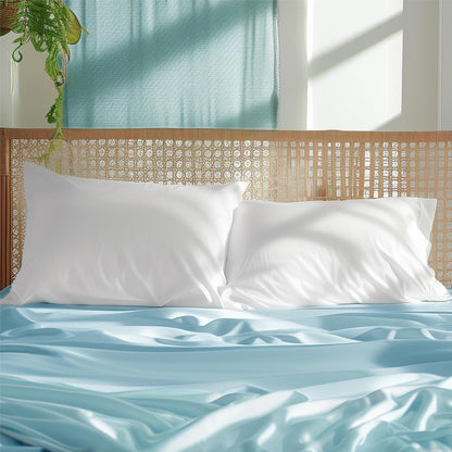 White Pillow Cases Queen Set of 2, 100% Rayon Derived from Bamboo