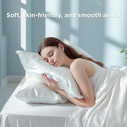 White Pillow Cases Queen Set of 2, 100% Rayon Derived from Bamboo