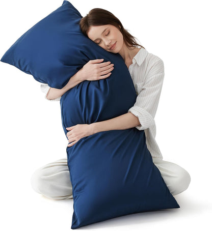White Pillow Cases Queen Set of 2, 100% Rayon Derived from Bamboo