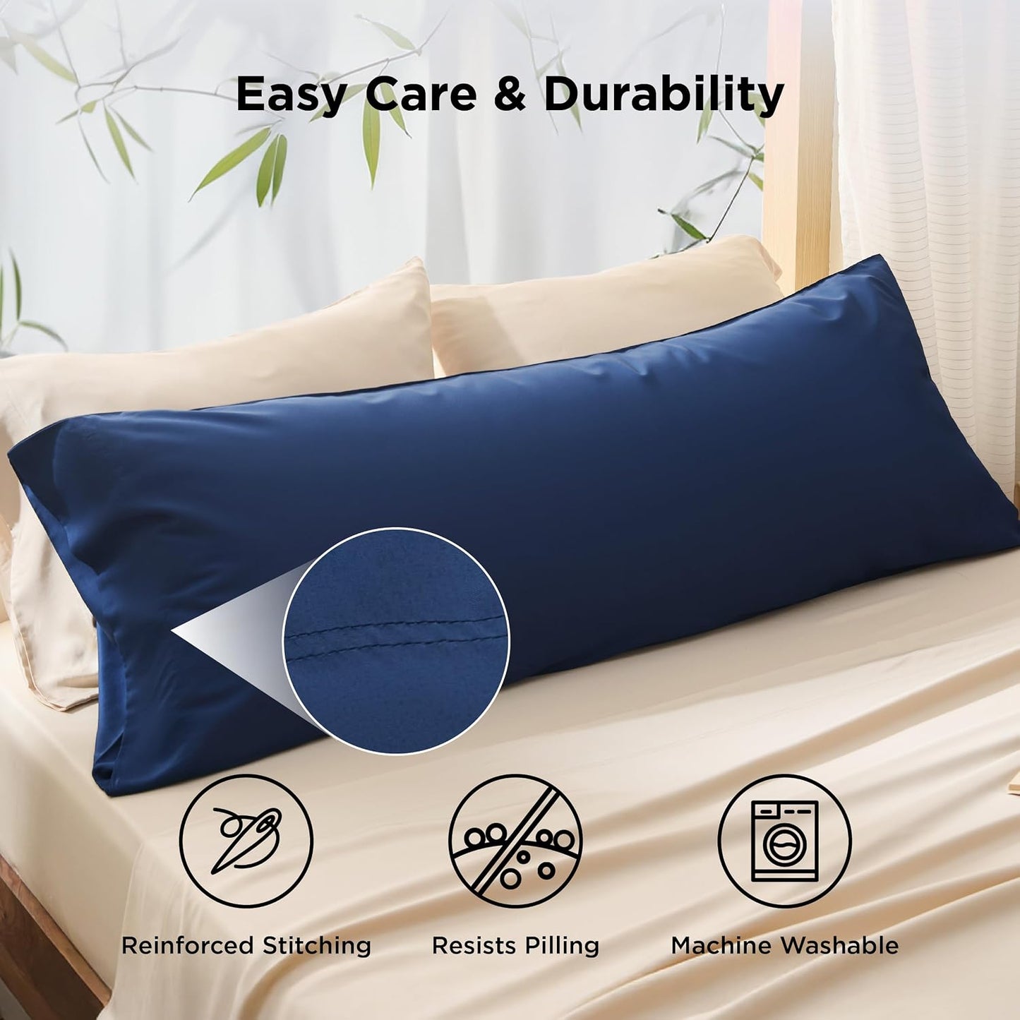 White Pillow Cases Queen Set of 2, 100% Rayon Derived from Bamboo