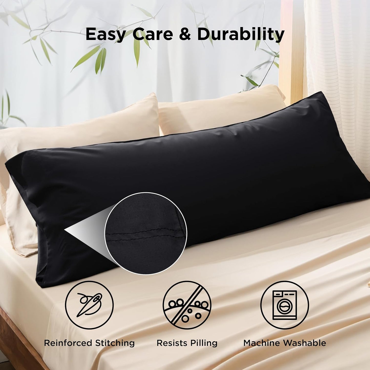 White Pillow Cases Queen Set of 2, 100% Rayon Derived from Bamboo